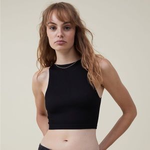 Black Cotton On High Neck Cropped Tank - M/L